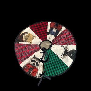 C.R. Gibson Rustic Holiday Woodland Animal Plaid Christmas Tree Skirt, 48' NEW